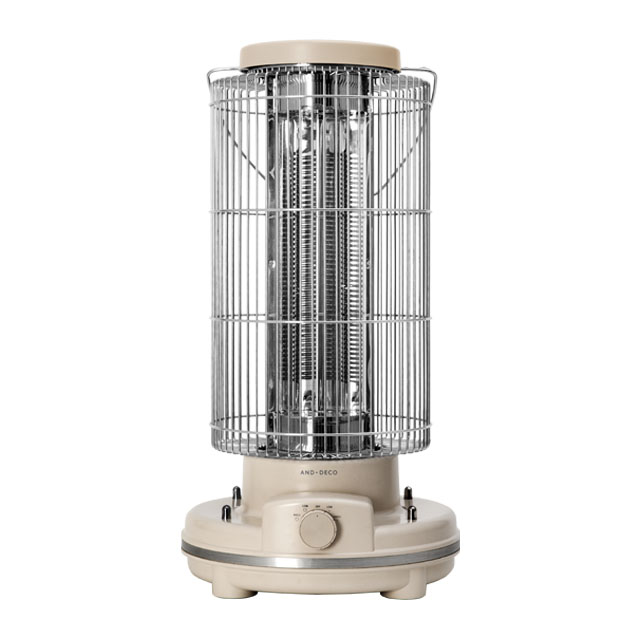 【美品】  モダンデコ レトロ カーボンヒーター  電気ストーブ ベージュ 美品】 モダンデコ レトロ カーボンヒーター 電気ストーブ ベージュ