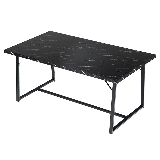 幅160~200cm 伸長式 ブラックフレームダイニング 大理石調 4人掛け
