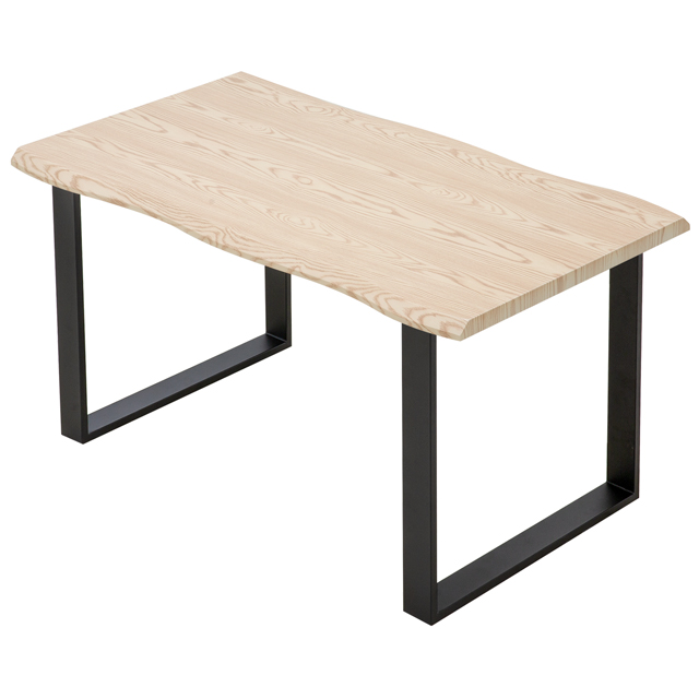 幅138cm 天然木一枚板風 はつりダイニングテーブル リアル木目調 4人